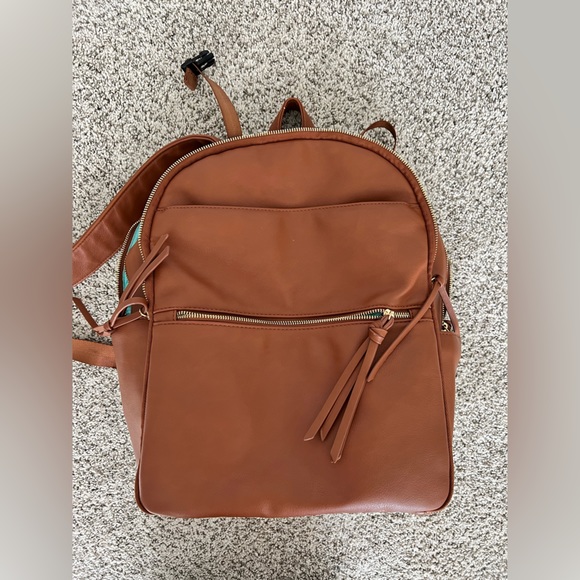 mominside Bags Mominside Diaper Backpack Brown Vegan Leather Poshmark